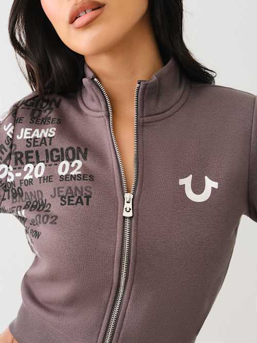 HORSESHOE LOGO CROP ZIP TRACK JACKET
