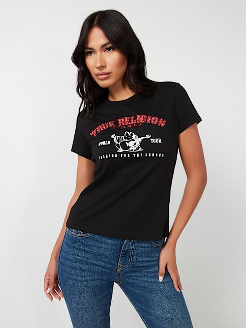 ФУТБОЛКА С ЛОГОТИПОМ В ФОРМЕ АРКИ ИЗ КРИСТАЛЛОВ