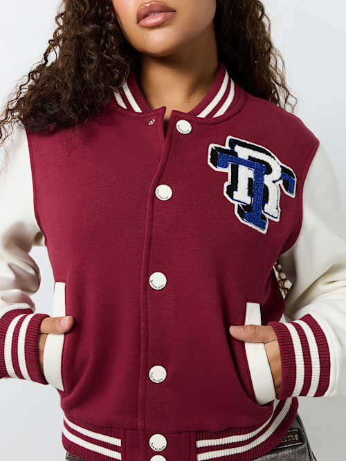 FLEECE PATCH VARSITY JACKET