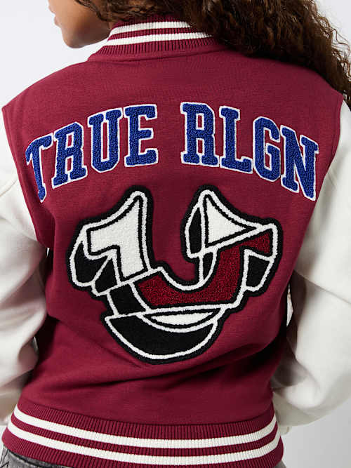 FLEECE PATCH VARSITY JACKET