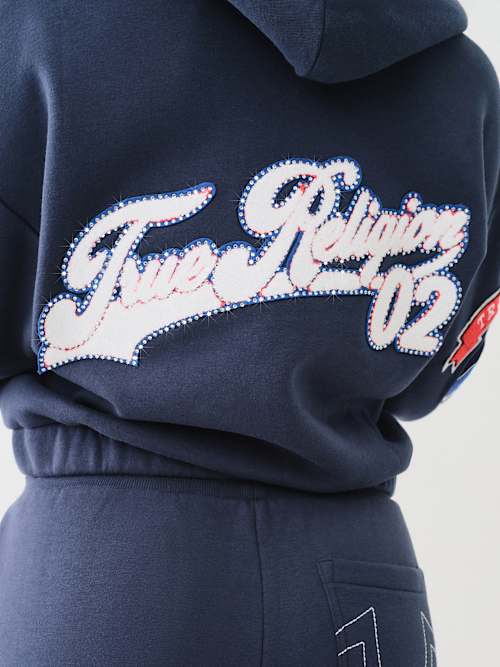 SHOP CRYSTAL PATCH ZIP VARSITY HOODIE