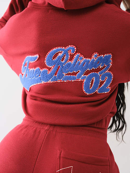 CRYSTAL PATCH ZIP VARSITY HOODIE