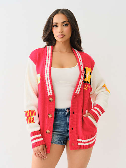 LOGO VARSITY CARDIGAN SWEATER