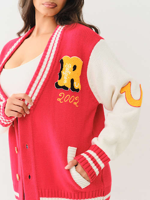 LOGO VARSITY CARDIGAN SWEATER
