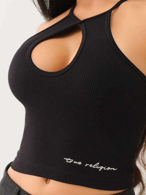 SEAMLESS HALTER KEYHOLE TANK
