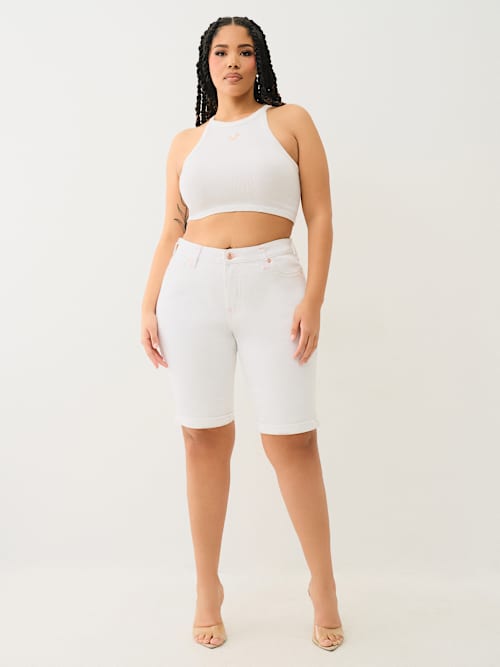 PLUS RILEY MID RISE SUPER T ROLLED BERMUDA SHORT 
