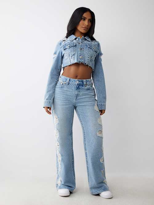 BOBBI SUPER DISTRESSED MID RISE BAGGY JEAN
