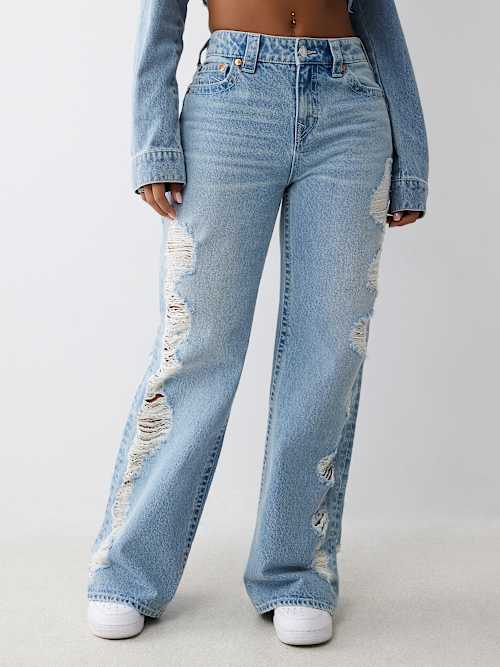BOBBI SUPER DISTRESSED MID RISE BAGGY JEAN