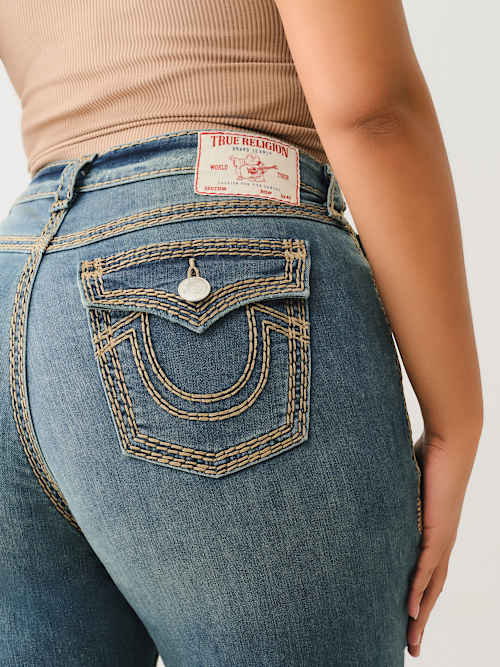 ПЛЮС ДЖИНСЫ BECCA SUPER QT С ВЫСОКОЙ ПОСАДКОЙ И УКОРОЧЕННЫМИ БОТИНКАМИ