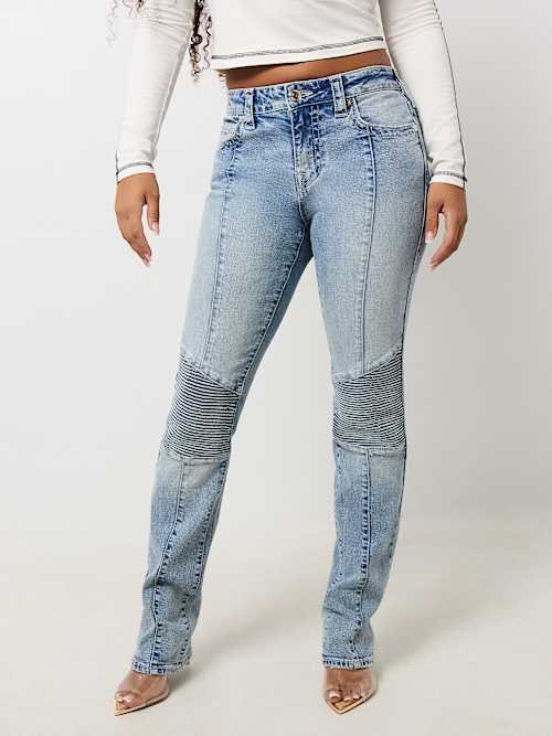 BILLIE MID RISE MOTO STRAIGHT JEAN