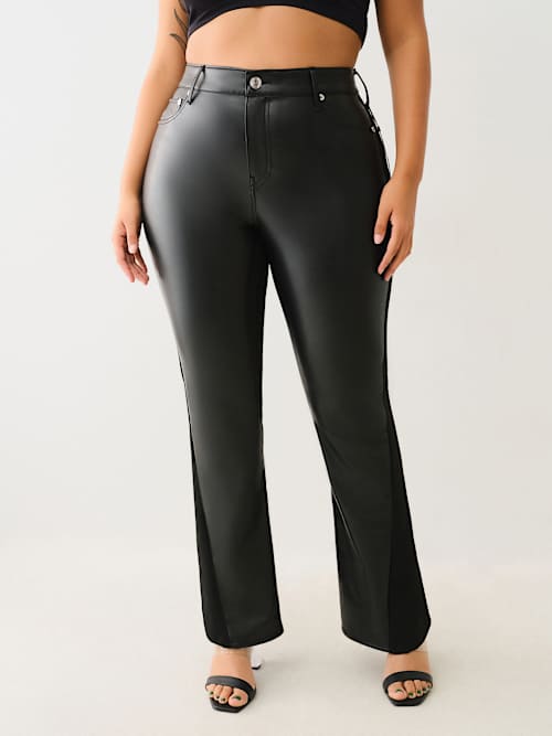 ПЛЮС ДЖИНСЫ-КЛЕШ PONTE С ВЫСОКОЙ ПОСАДКОЙ ИЗ ИСКУССТВЕННОЙ КОЖИ JOEY