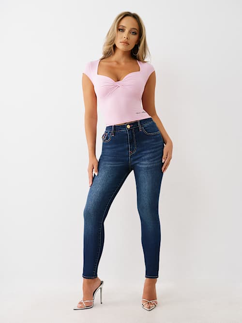 TWIST FRONT CAP SLEEVE TOP