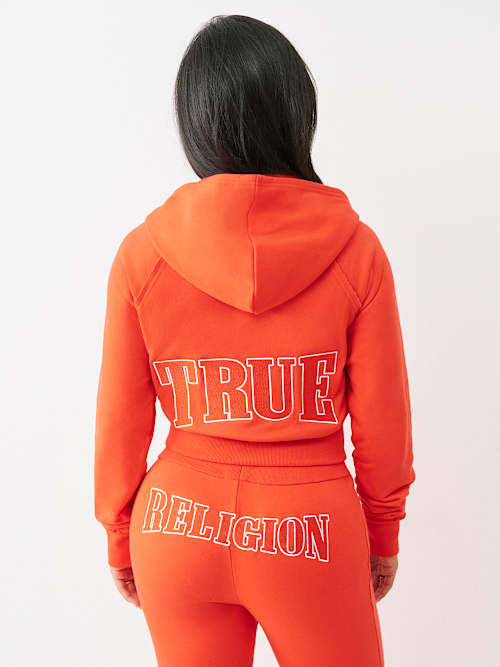 EMBROIDERED TERRY V NOTCH HOODIE