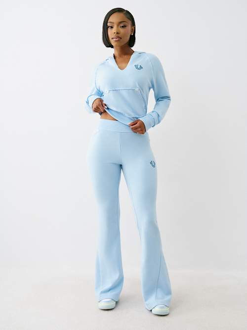 JOEY TERRY EMBROIDERED FLARE SWEATPANT
