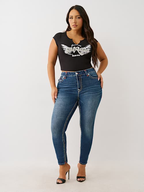 PLUS JENNIE MID RISE SUPER T CURVY SKINNY JEAN