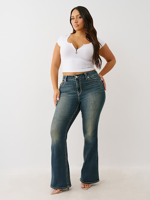 PLUS BECCA MID RISE BIG T BOOTCUT JEAN