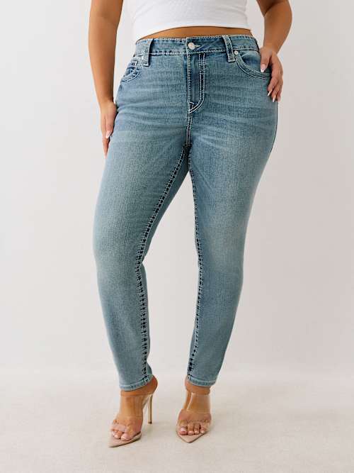 PLUS JENNIE MID RISE BIG T BRAIDED HORSESHOE CURVY SKINNY JEAN