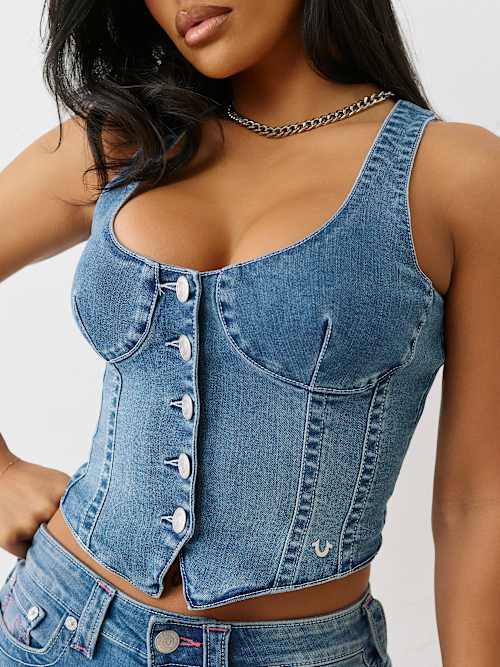 DENIM BUSTIER TOP