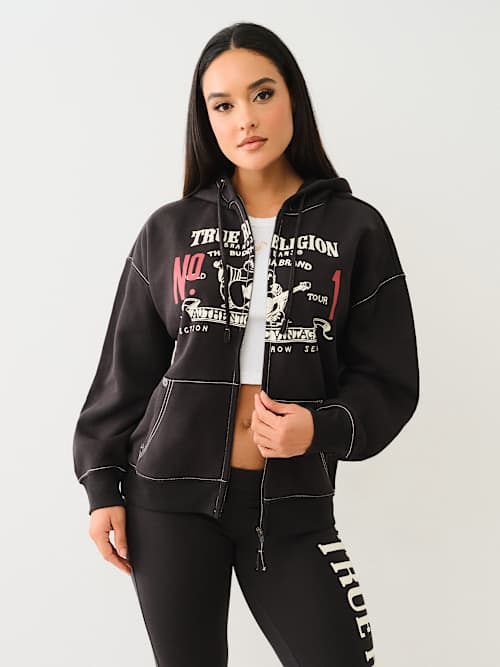 ТОЛСТОВКА BOYFRIEND В СТИЛЕ РЕТРО С БОЛЬШОЙ ФУТБОЛКОЙ НА МОЛНИИ