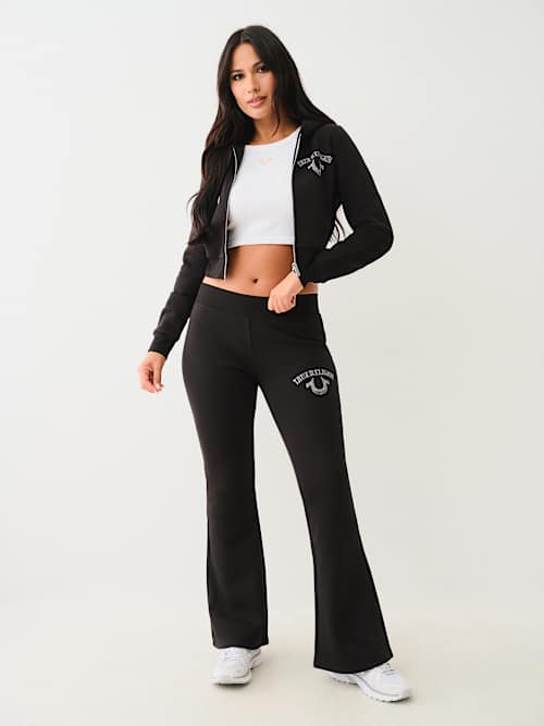CRYSTAL LOGO MID RISE BOOTCUT SWEAT PANT