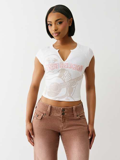 RIBBED BUDDHA LOGO NOTCH BABY TEE