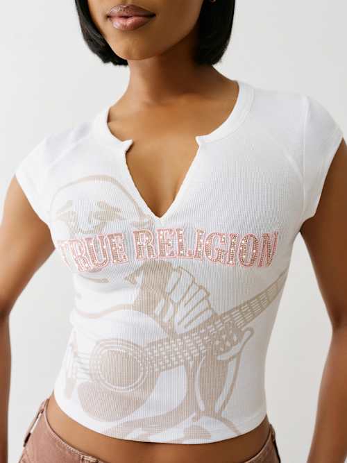 RIBBED BUDDHA LOGO NOTCH BABY TEE