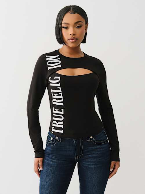 LONG SLEEVE KEYHOLE LOGO TOP