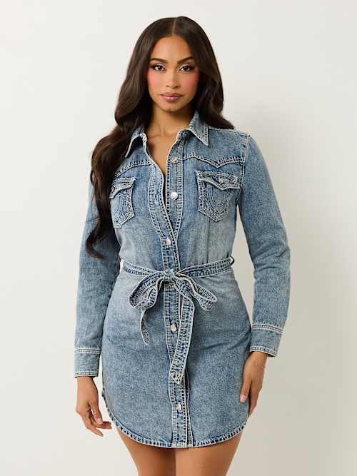 GEORGIA SUPER QT BELTED SHIRT DRESS