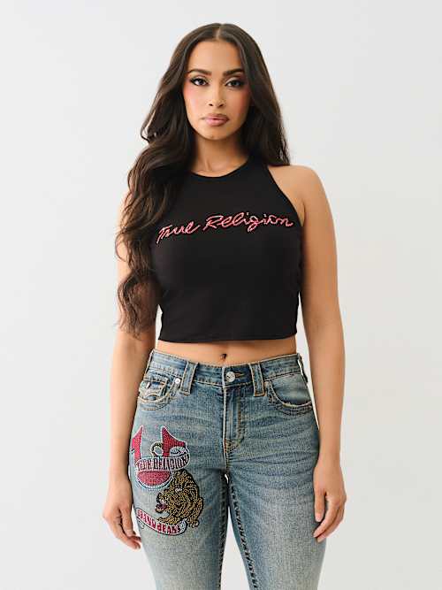 CRYSTAL LOGO CROP TANK