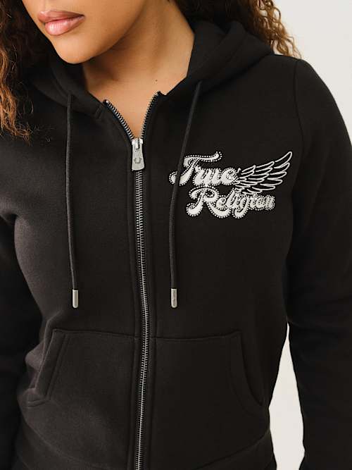 CLASSIC WINGED CRYSTAL ZIP HOODIE 