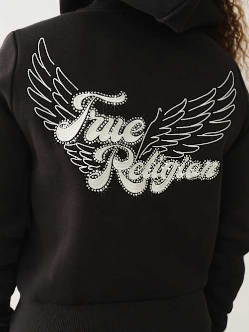 CLASSIC WINGED CRYSTAL ZIP HOODIE 