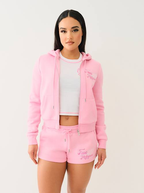 CLASSIC WINGED CRYSTAL ZIP HOODIE 