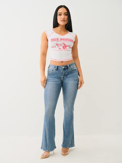 JOEY CRYSTAL MID RISE FLARE JEAN
