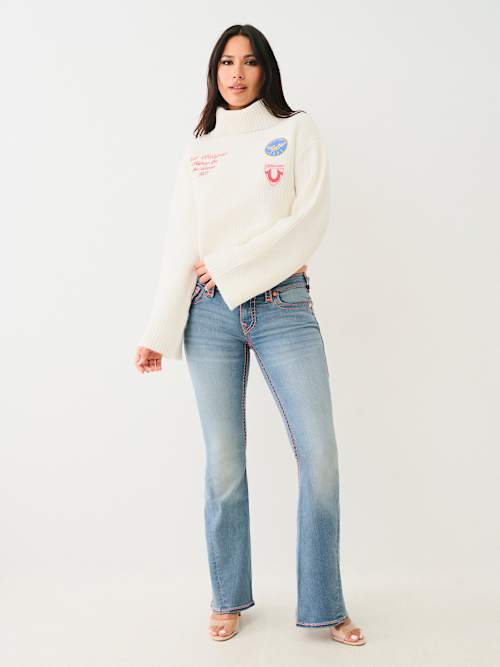 PATCH EMBROIDERY TURTLENECK SWEATER