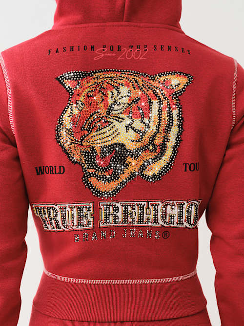 CRYSTAL TIGER ZIP HOODIE