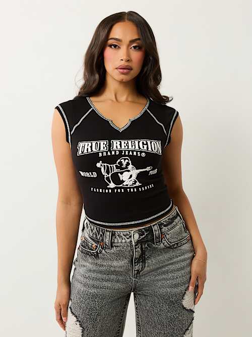 RIBBED WORLD TOUR NOTCH BABY TEE