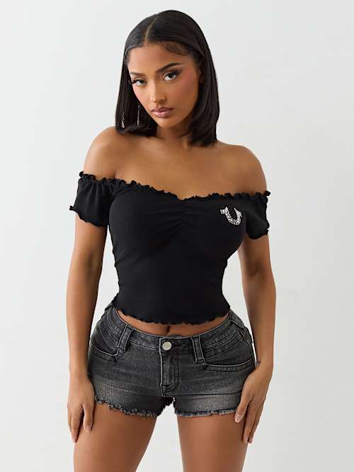 LETTUCE EDGE OFF-THE-SHOULDER TOP
