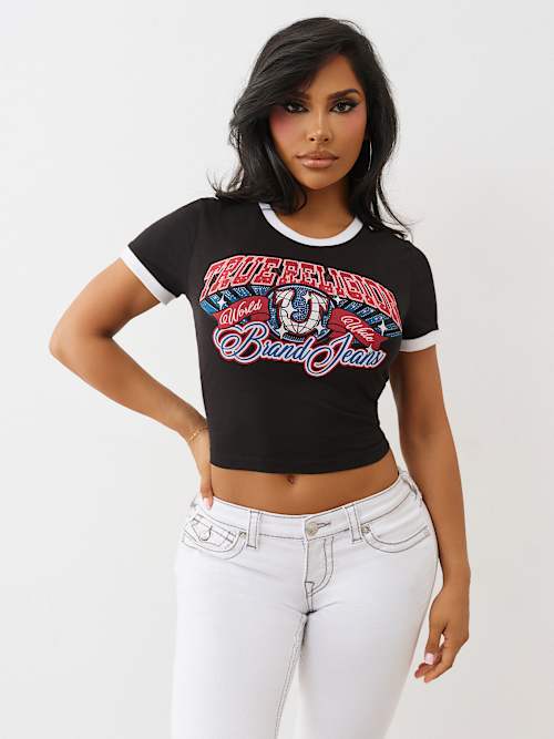 CRYSTAL LOGO RINGER BABY TEE