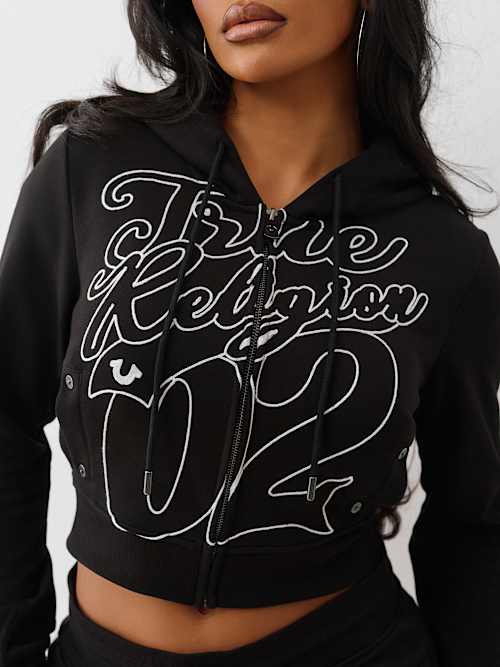 SHRUNKEN ROPE STITCH ZIP HOODIE