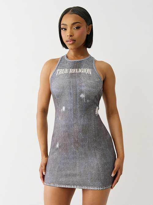 DISTRESSED TERRY DRESS