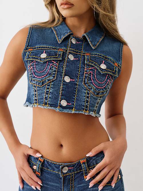 CROPPED SUPER T DENIM VEST