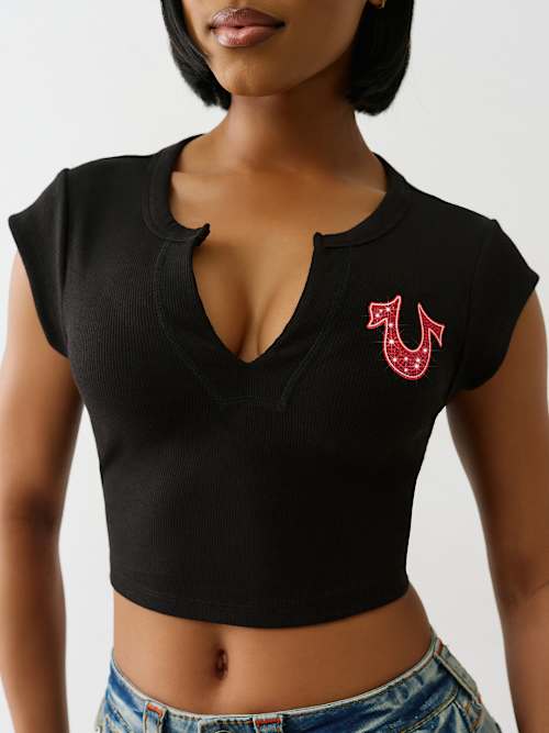 CRYSTAL LOGO NOTCH BABY TEE