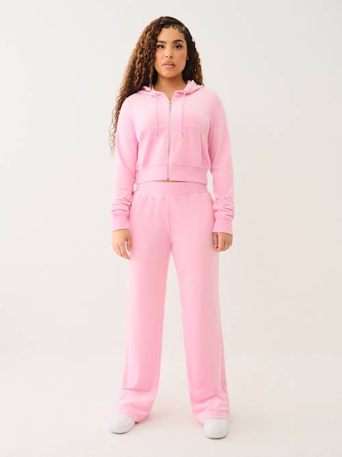 VELOUR CRYSTAL HORSESHOE STRAIGHT LEG PANT