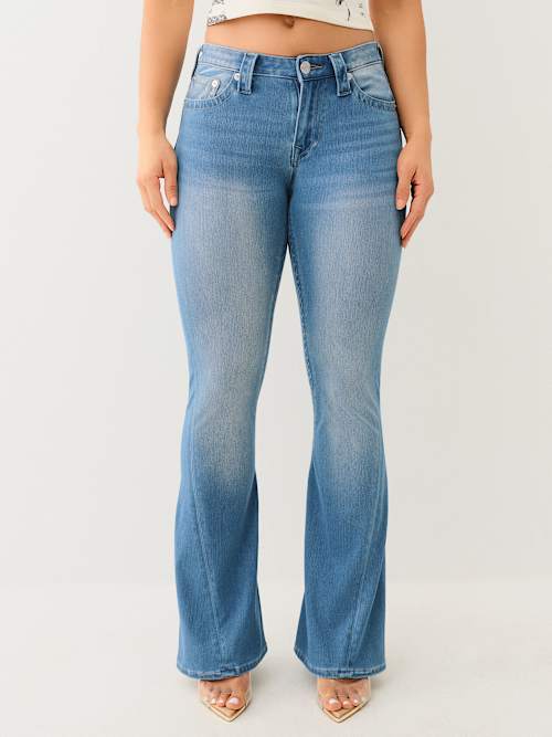 JEANS CORTE DE BOTA ACAMPANADOS JOEY DE TIRO MEDIO EN TERRY ÍNDIGO