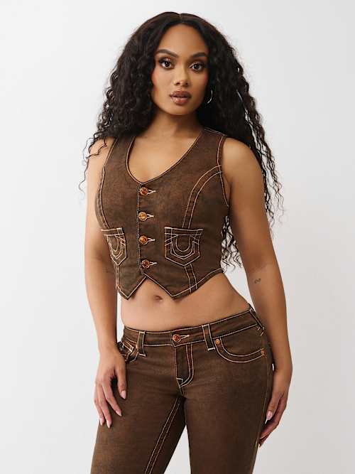 DENIM SCOOP NECK VEST