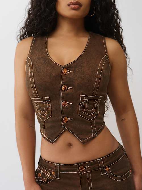 DENIM SCOOP NECK VEST
