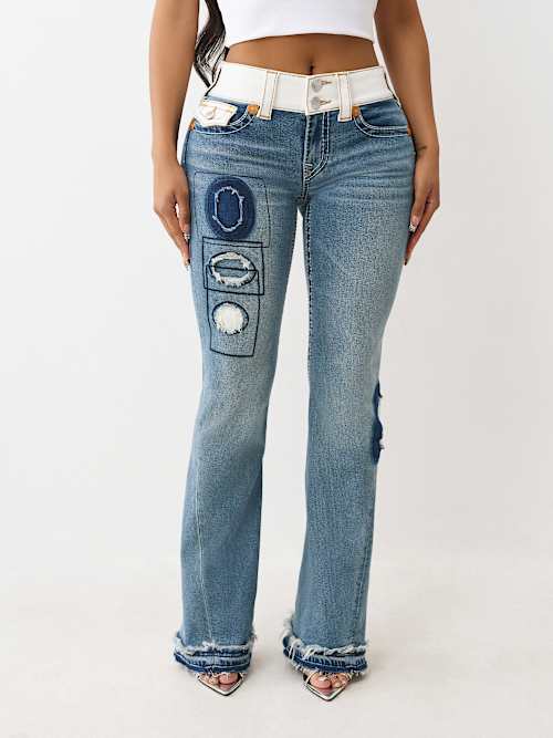 JOEY MID RISE RIP REPAIR BIG T FLARE JEAN