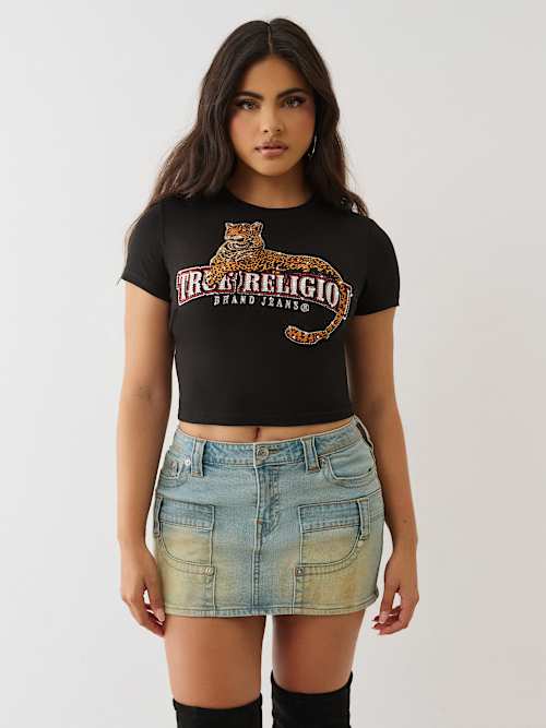 CRYSTAL LEOPARD LOGO BABY TEE