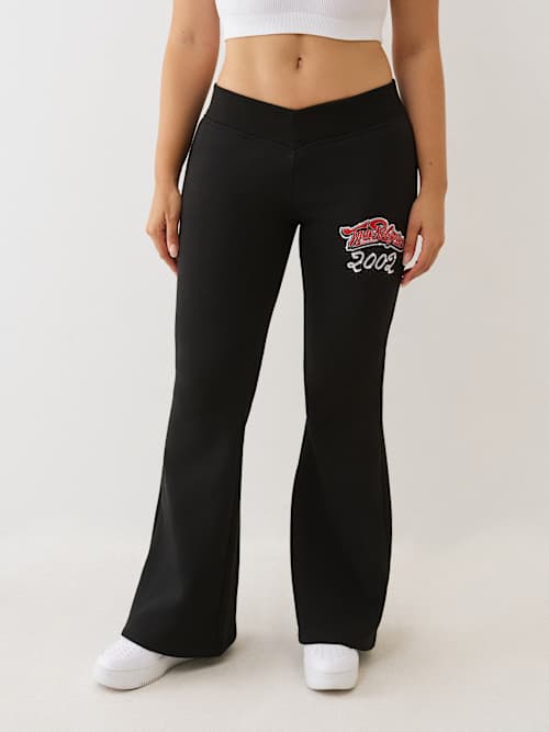  CRYSTAL V WAISTBAND FLARED SWEAT PANT