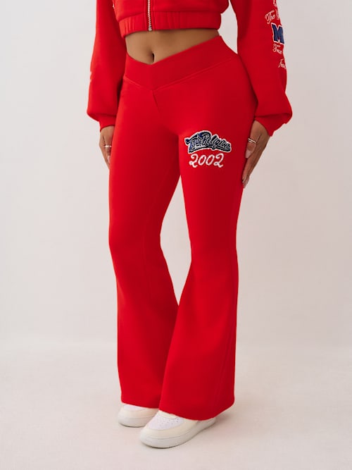  CRYSTAL V WAISTBAND FLARED SWEAT PANT
